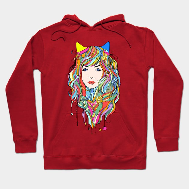 colorful girl Hoodie by MangMARU